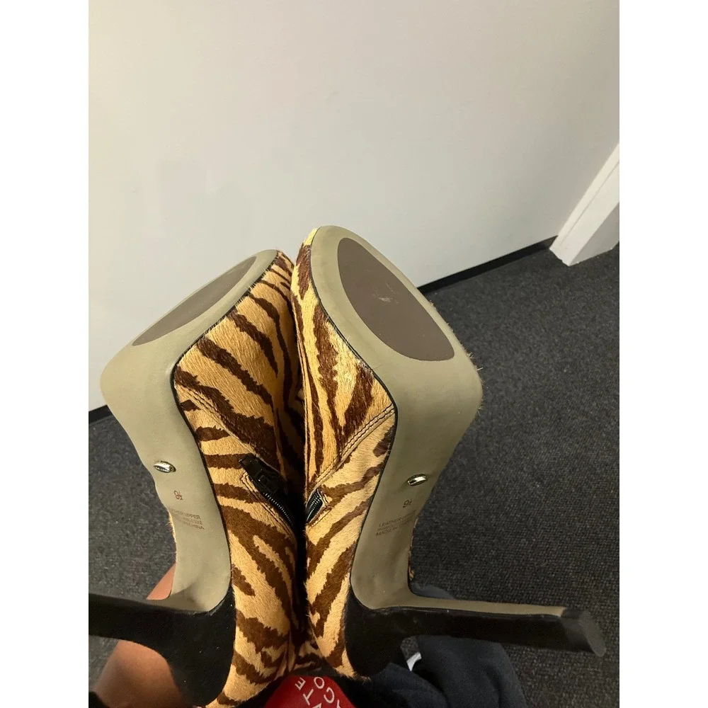 Y2K Mob Wife Tony Bianco Zebra Print Pony Hair Thigh High Stiletto Boots 9.5